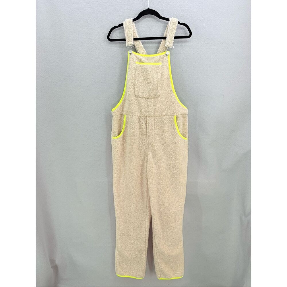 Swoveralls Womens Tan Green Super Soft Stretch Sherpa Overalls Size Medium